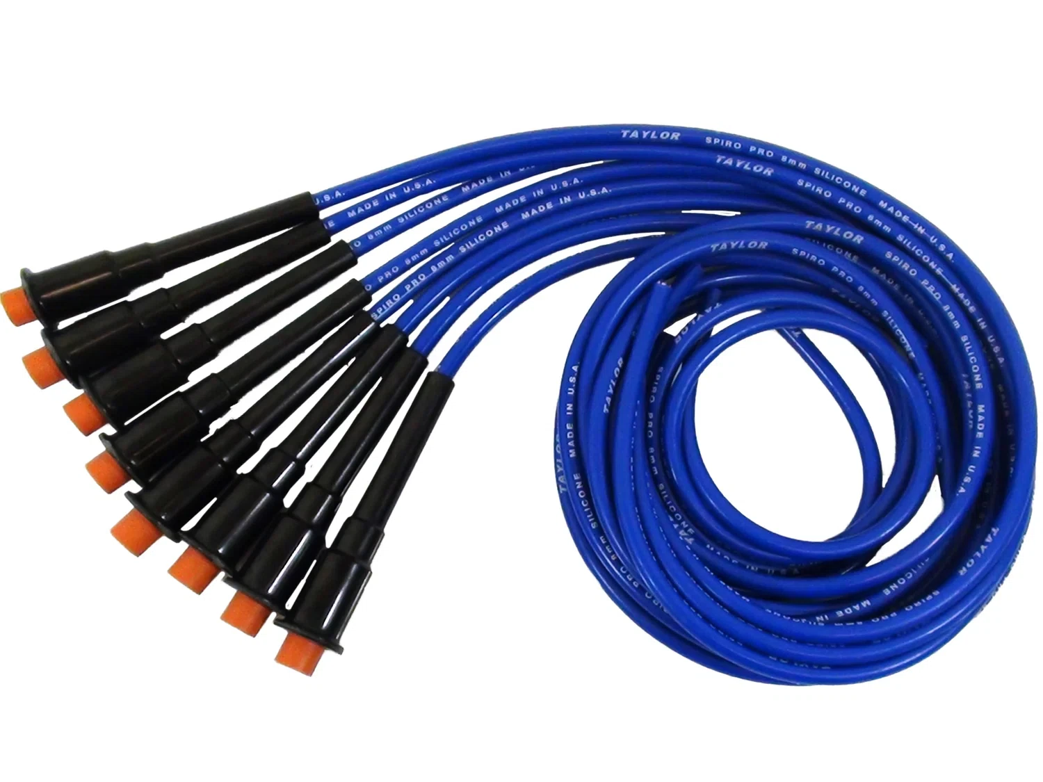 Spark Plug Wire Set Universal 8mm Silicone Spiro Pro 180_ 350 ohm_ft Black 75689